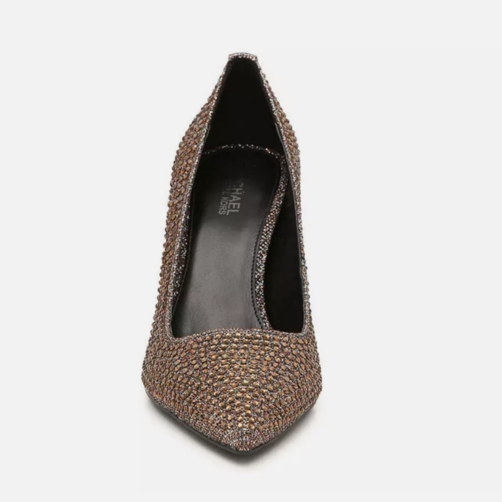 Michael Kors Dorothy Flex Pumps Pointed Toe Star Perforations Metallic Size 10 - Picture 4 of 12